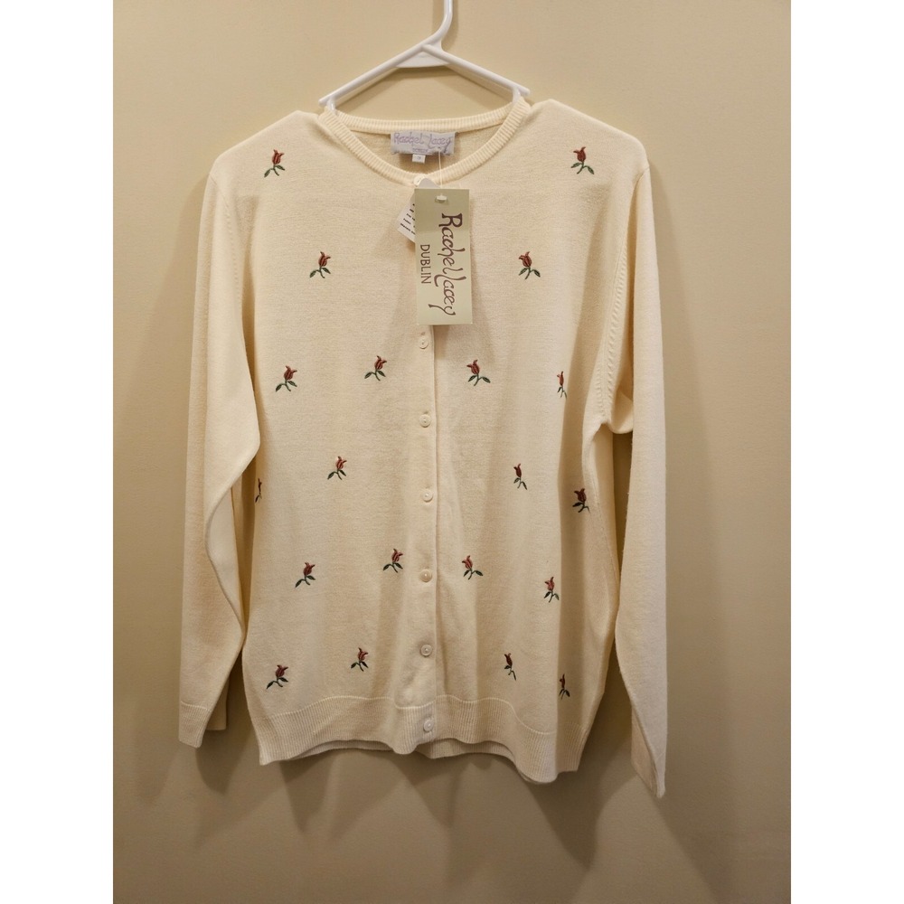 NWT Women's Rachel Lacey Cardigan Sweater Floral Cream/Ivory Size 3 (US L ??)